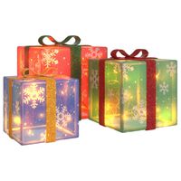 vidaXL Boîtes de Noël lumineuses 3 pcs 64 LED blanc chaud