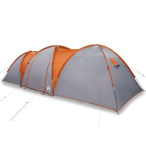 vidaXL Tente familiale &agrave; d&ocirc;me 8 personnes gris et orange imperm&eacute;able