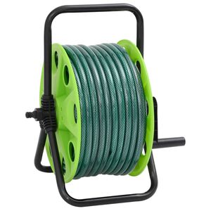 vidaXL Enrouleur de tuyau vert sur pied avec tuyau de 20 m PVC