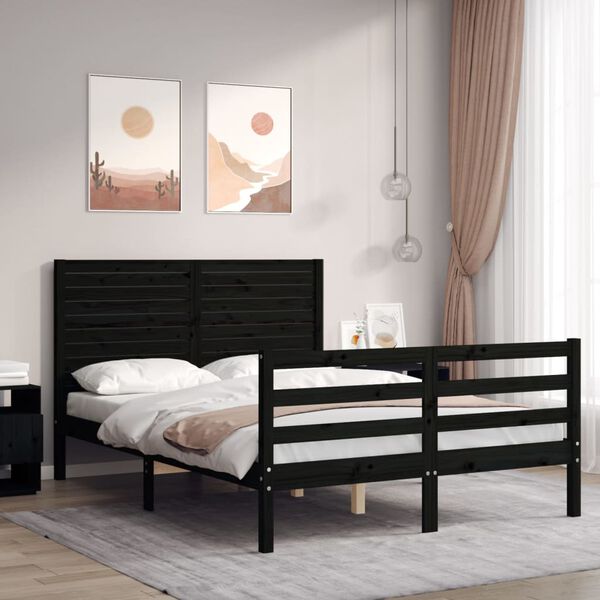 vidaXL Cadre de lit sans matelas noir bois massif