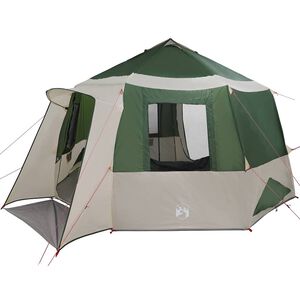 vidaXL Tente Cabane avec toit Vert et blanc 405 x 405 x 273 cm