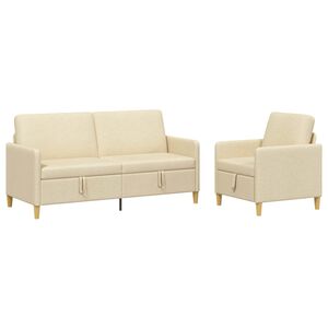 vidaXL Canap&eacute; avec rangement 2 pc Cr&egrave;me Polyester