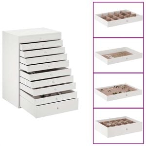 vidaXL Coffret &agrave; bijoux 10 niveaux porte-montres blanc 29x20,5x40,5 cm