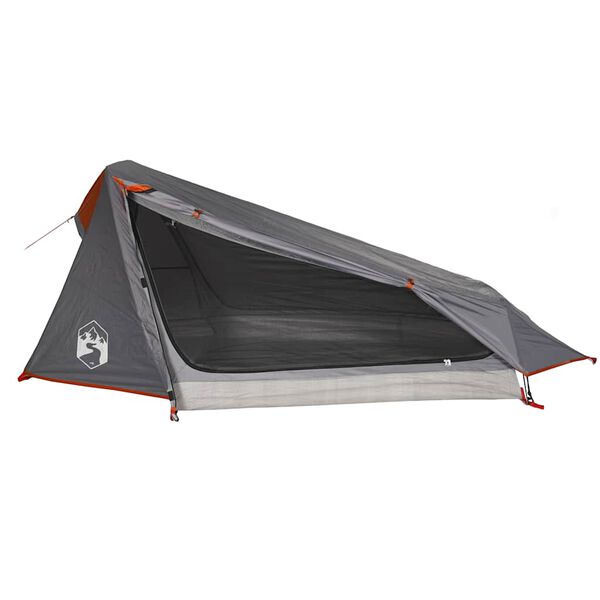 vidaXL Tente de camping tunnel 1 personne gris et orange imperméable