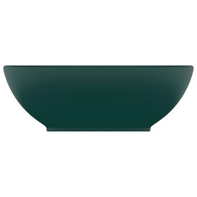 vidaXL Lavabo ovale de luxe Vert foncé mat 40x33 cm Céramique