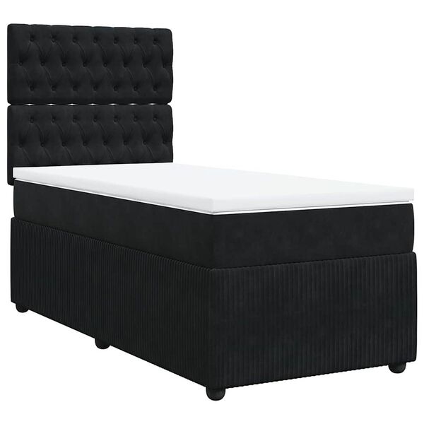 vidaXL Sommier &agrave; lattes de lit avec matelas Noir 90x190 cm Velours
