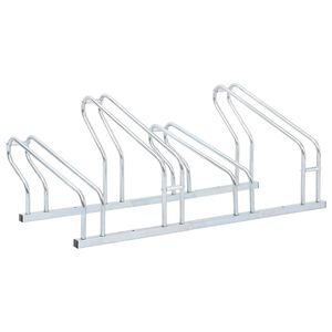 vidaXL Support de v&eacute;lo au sol autoportant pour 4 v&eacute;los acier galvanis&eacute;