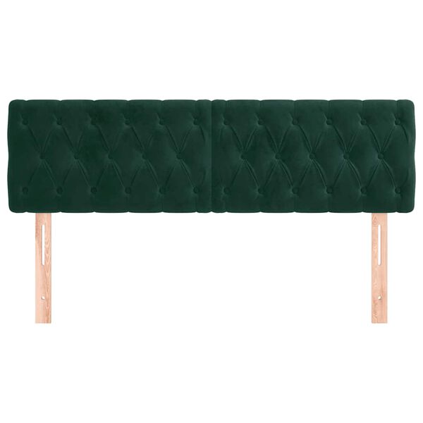 vidaXL T&ecirc;tes de lit 2 pcs Vert fonc&eacute; 80x7x78/88 cm Velours
