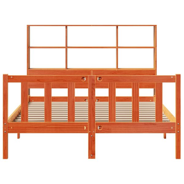 vidaXL Lit bibliothèque sans matelas cire marron 120x200 cm pin massif
