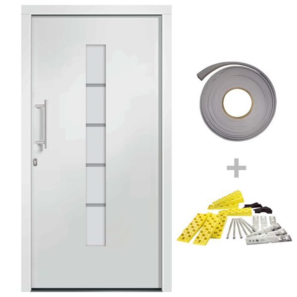 vidaXL Porte d'entr&eacute;e Aluminium et PVC Blanc 110x210 cm