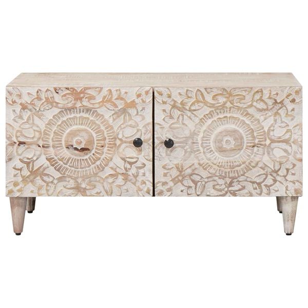 vidaXL Table basse Blanc 80 x 50 x 40 cm Bois de mangue massif