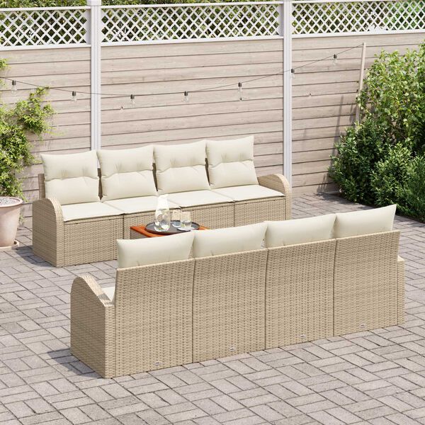 vidaXL Ensemble de canap&eacute; de jardin avec coussin 9 pcs Beige polyrotin