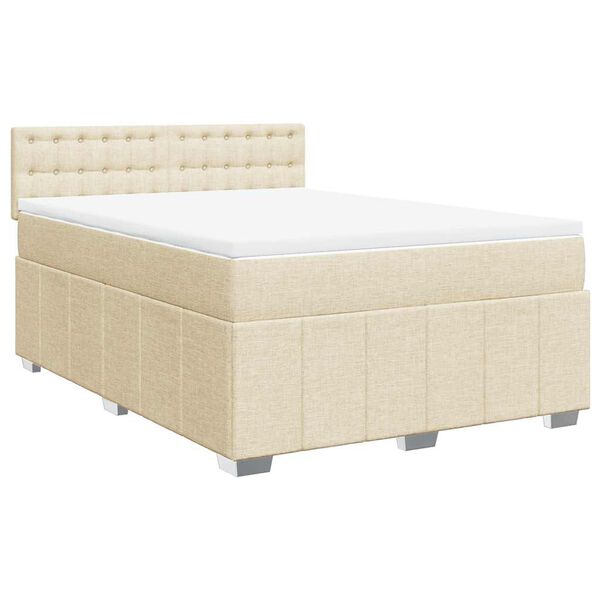 vidaXL Sommier &agrave; lattes de lit avec matelas Cr&egrave;me 140x190 cm Tissu