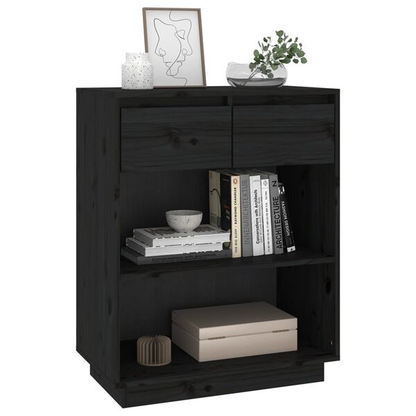 vidaXL Armoire console Noir 60x34x75 cm Bois de pin solide