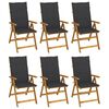 vidaXL Chaises pliantes 6 pi&egrave;ces avec coussins en bois d'acacia massif