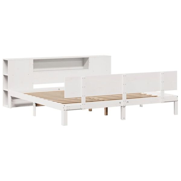 vidaXL Lit bibliothèque sans matelas blanc 180x200 cm bois pin massif