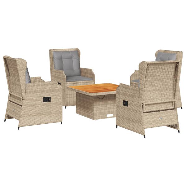 vidaXL Salon de jardin avec coussins 5 pcs beige r&eacute;sine tress&eacute;e