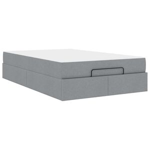 vidaXL Cadre de lit avec matelas avec matelas 2 pcs Gris clair tissu
