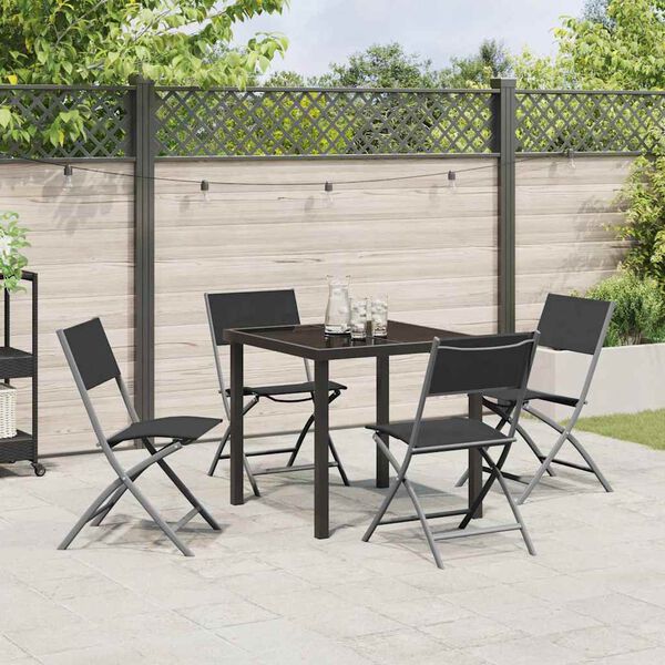 vidaXL Ensemble de salle &agrave; manger pour jardin 5 pcs Noir