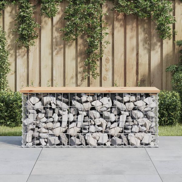 vidaXL Banc de jardin design de gabion 103x31,5x42 bois massif de pin