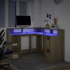 vidaXL Bureau avec lumières LED chêne sonoma bois d'ingénierie
