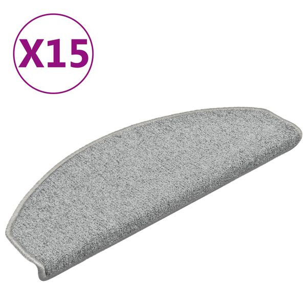 vidaXL Tapis d'escalier 15 pièces 65 x 24 x 4 cm Gris clair Demi-rond Grand