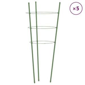 vidaXL Supports pour plantes de jardin 3 anneaux 5pcs Vert 60 cm Acier