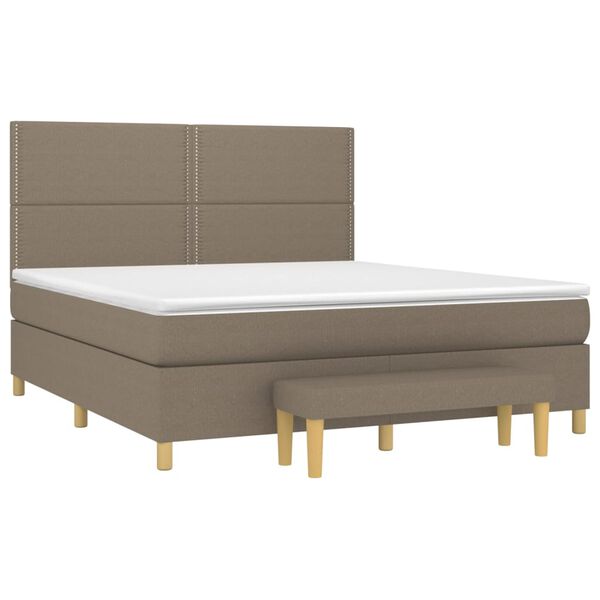 vidaXL Sommier &agrave; lattes de lit avec matelas Taupe 180x200 cm Tissu