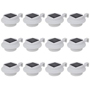 vidaXL Lampes solaire &agrave; LED d'ext&eacute;rieur pour cl&ocirc;ture 12 pcs Blanc