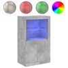 vidaXL Armoire lat&eacute;rale avec lumi&egrave;res LED gris b&eacute;ton bois d'ing&eacute;nierie