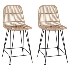 vidaXL Tabouret de bar 2 pcs Naturel 44 x 54 x 96 cm Rattan et Acier