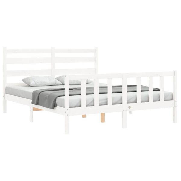 vidaXL Cadre de lit sans matelas blanc bois de pin massif