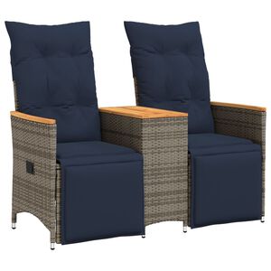 vidaXL Canap&eacute; de jardin inclinable 2 places avec Table grise