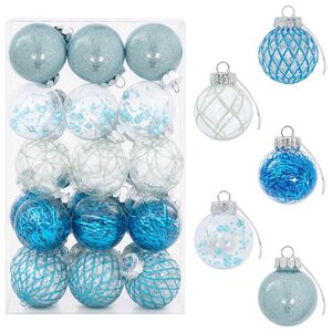 vidaXL Ensemble de boules de No&euml;l 30 pc Bleu &Oslash; 6 cm PET