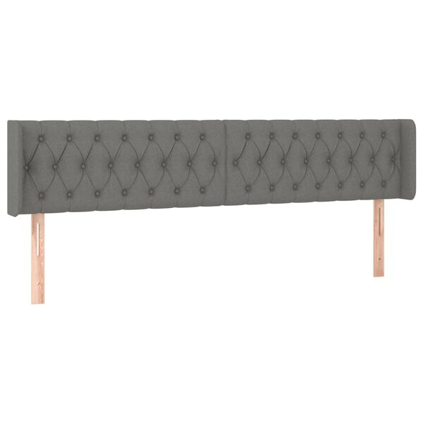 vidaXL T&ecirc;te de lit avec oreilles Gris fonc&eacute; 203x16x78/88 cm Tissu