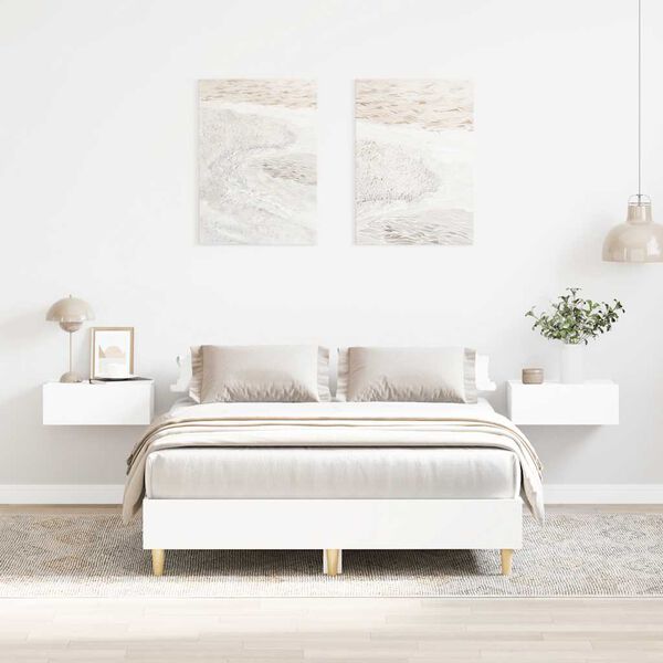 vidaXL Cadre de lit sans matelas blanc 135x190 cm bois d'ing&eacute;nierie