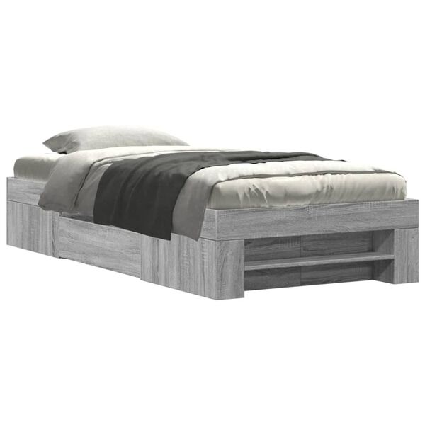 vidaXL Cadre de lit sans matelas sonoma gris 75x190 cm