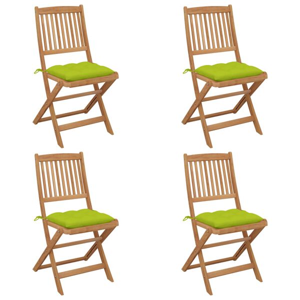 vidaXL Chaises pliables de jardin lot de 4 avec coussins Bois d'acacia