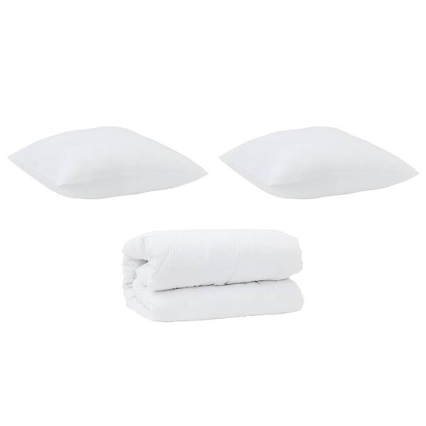 vidaXL Couette avec oreiller 3 pcs Blanc Microfibre