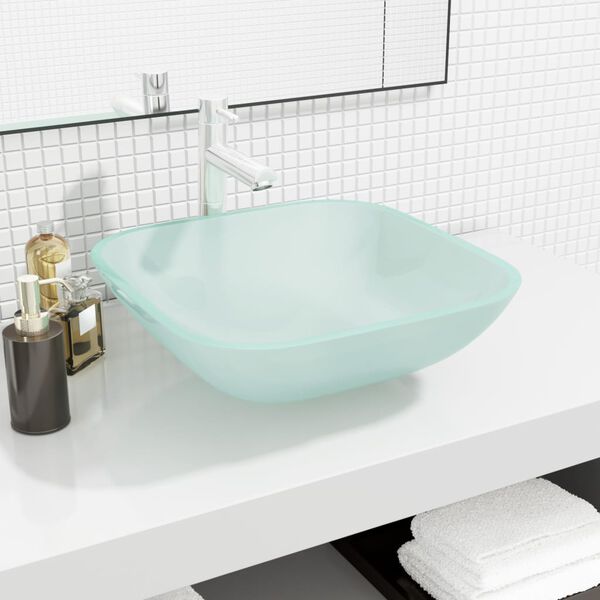 vidaXL Lavabo Verre 42x42x14 cm D&eacute;poli