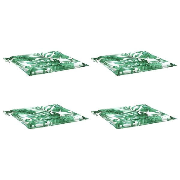 vidaXL Coussins de chaise lot de 4 motif de feuilles 40x40x4 cm tissu