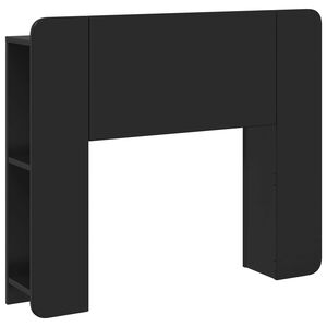 vidaXL Cabinet de T&ecirc;te de Lit avec stockage Noir Bois d'ing&eacute;nierie