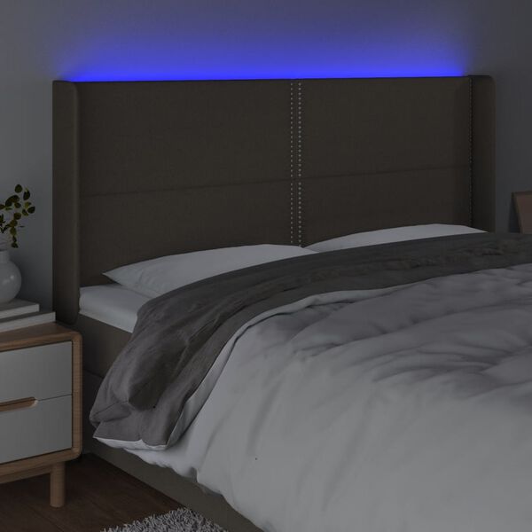 vidaXL T&ecirc;te de lit &agrave; LED Taupe 203x16x118/128 cm Tissu