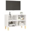 vidaXL Meuble TV avec pieds en bois massif Blanc 69,5x30x50 cm
