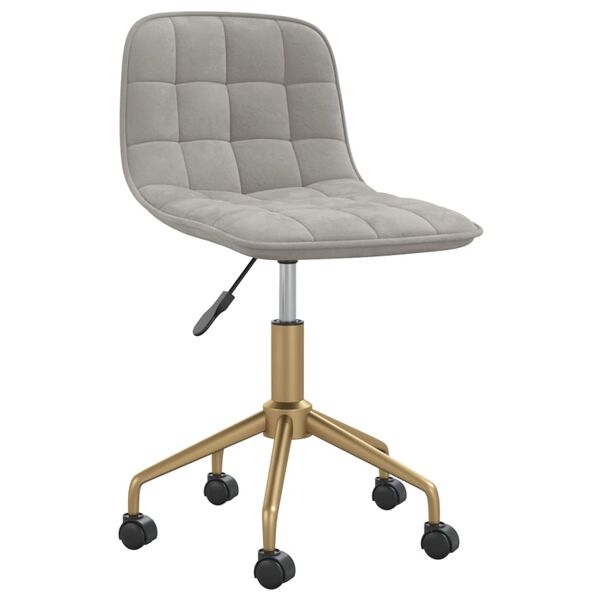 vidaXL Chaise pivotante de bureau Gris clair Velours