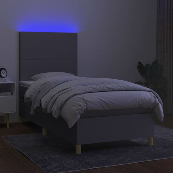 vidaXL Sommier &agrave; lattes de lit avec matelas et LED Gris clair 80x200cm