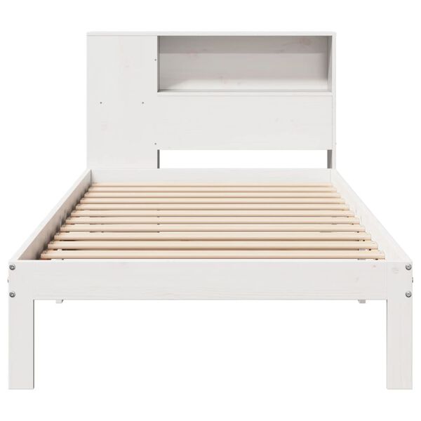 vidaXL Lit biblioth&egrave;que sans matelas blanc 90x200cm bois de pin massif
