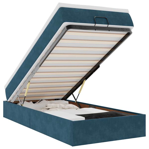 vidaXL Cadre de lit ottoman avec matelas bleu fonc&eacute; 80x200 cm velours