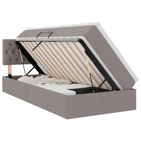 vidaXL Lit avec rangement et matelas avec matelas Taupe 100 x 200 cm