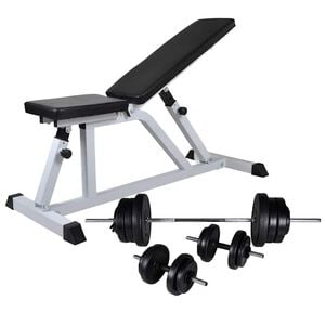 vidaXL Banc d'entra&icirc;nement avec jeu d'halt&egrave;res 60,5 kg